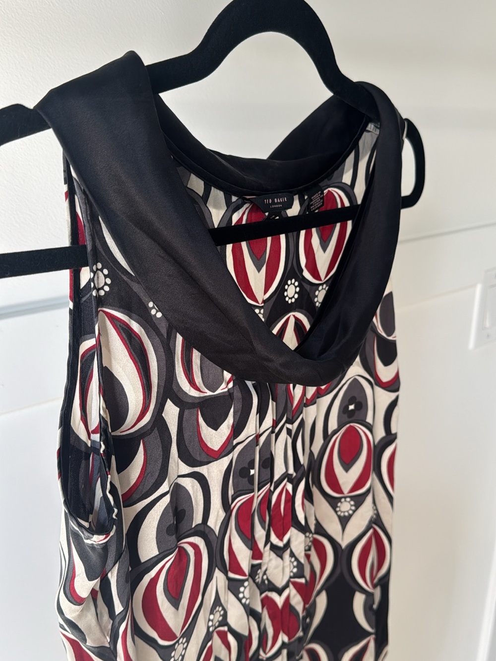 Ted Baker 100% Silk Cowl Neck Sleeveless Geometric Dress - Picture 6 of 10